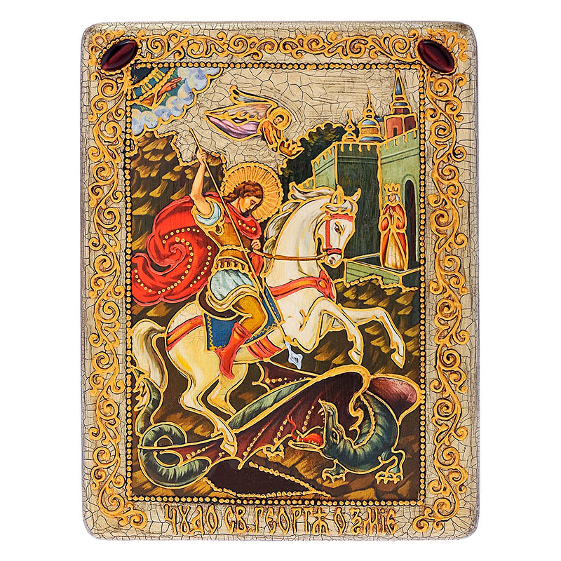 Подарочная икона "Чудо Георгия о змие" на мореном дубе - артикул: 805772 | Мосподарок 