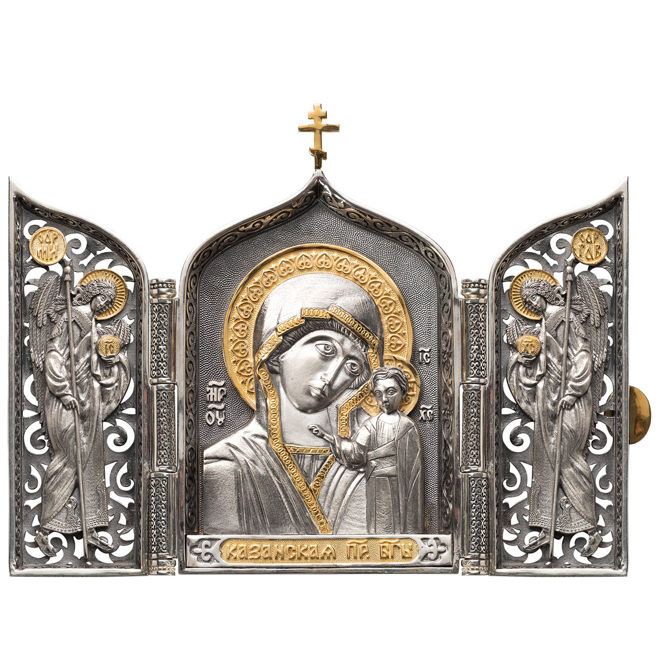 Серебряный складень «Казанская Божья Матерь» (средний) - артикул: ALT01679 | Мосподарок 