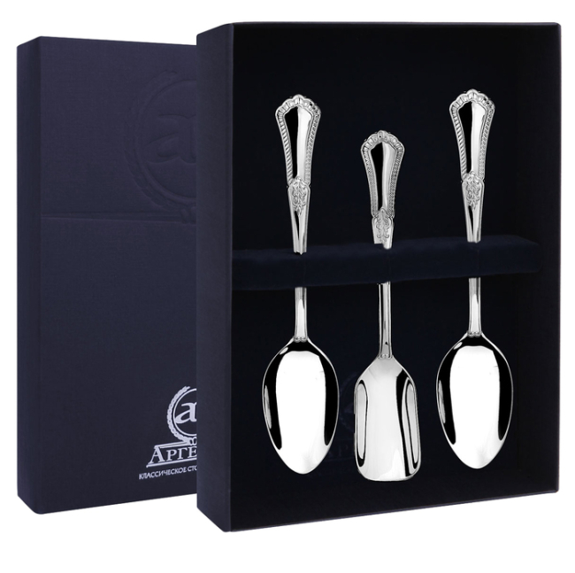 Серебряный чайный  набор "Фаворит": ложка чайная, совок для сахара Серебряный чайный  набор "Фаворит": ложка чайная, совок для сахара