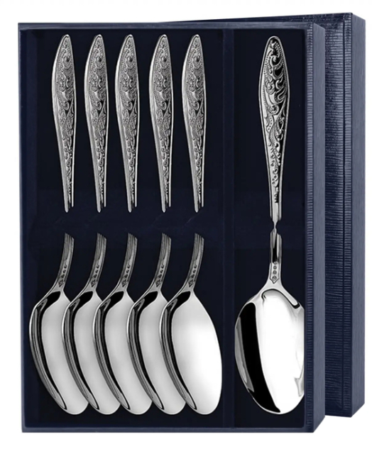 Серебряный набор десертных ложек "Морозко" на 6 персон Серебряный набор десертных ложек "Морозко" на 6 персон