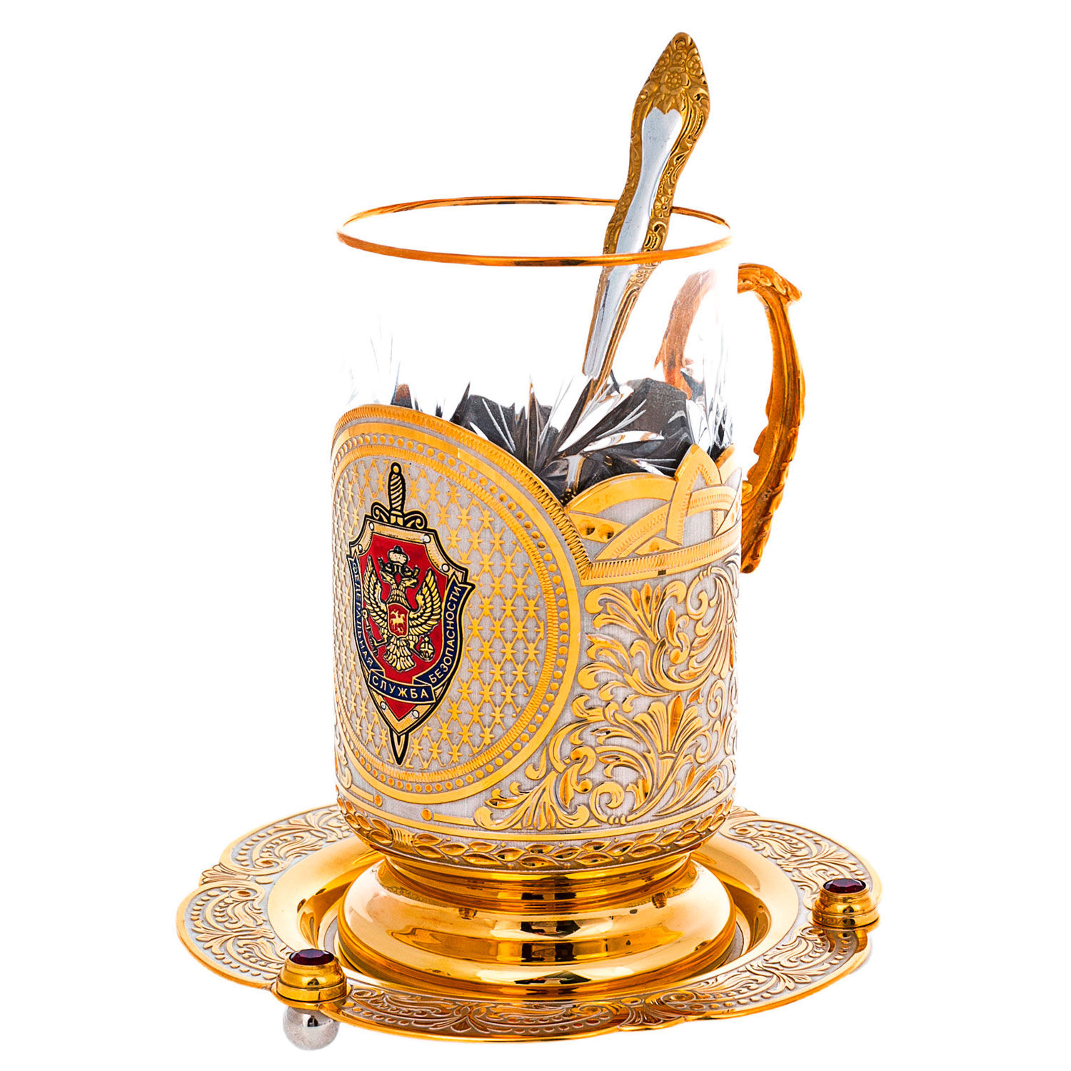 Набор для чая "Герб ФСБ" Златоуст - артикул: 390115 | Мосподарок 