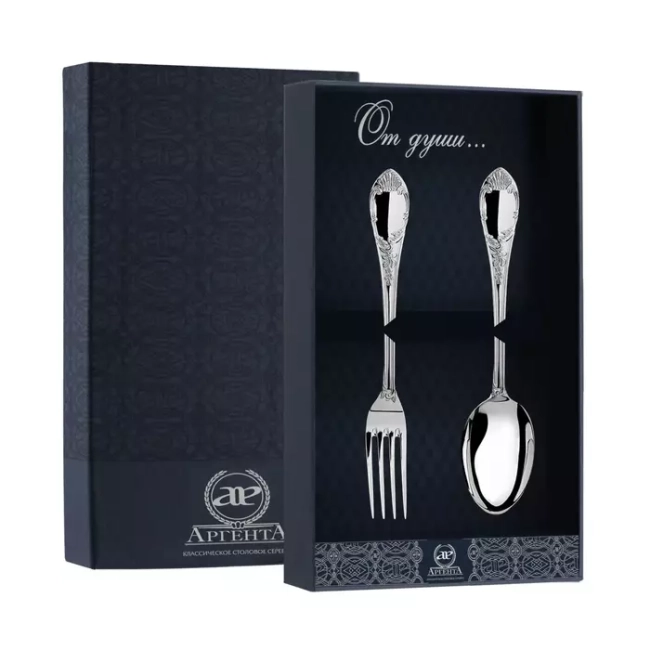 Серебряный десертный набор  "Престиж": вилка и ложка