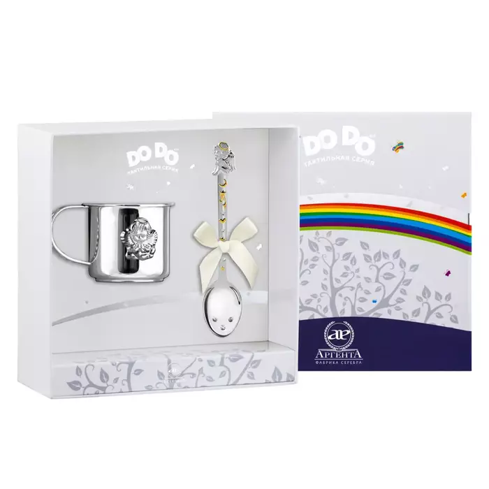 Серебряный детский набор "Ангел": кружка и ложка с позолотой, на 1 персону - артикул: AK01578 - стоимость: 31 100 руб. Серебряный детский набор "Ангел": кружка и ложка с позолотой, на 1 персону - артикул: AK01578 | Мосподарок