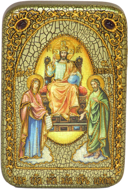 Настольная икона "Царь Царем" на мореном дубе