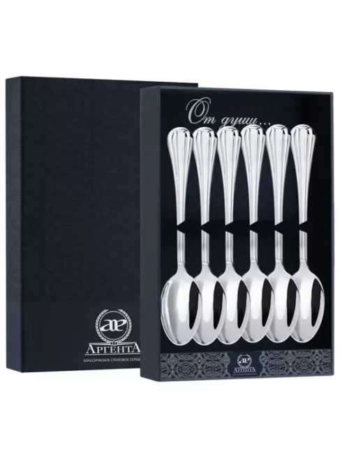 Серебряный набор чайных ложек  "Меридиан" Серебряный набор чайных ложек  "Меридиан"