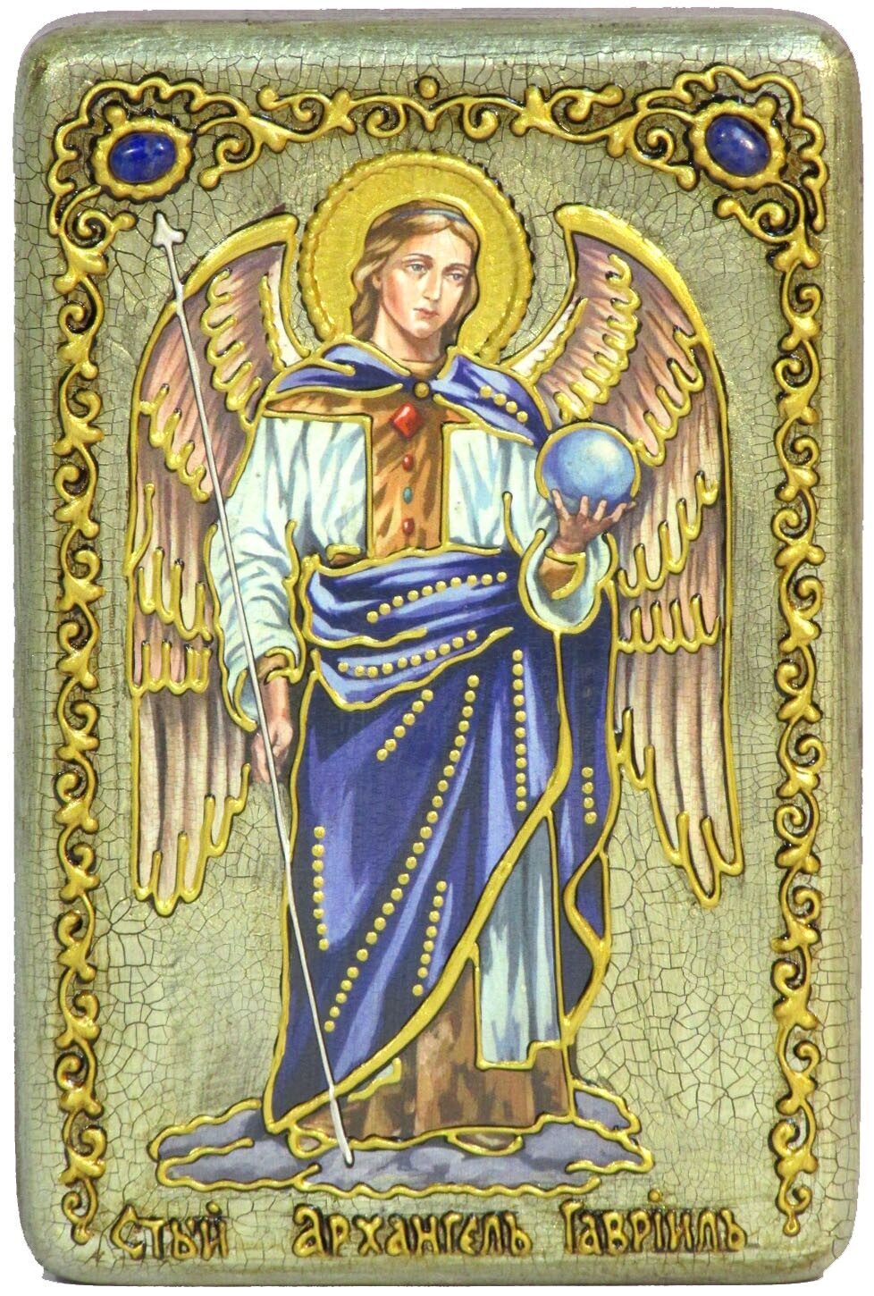 Настольная икона "Архангел Гавриил" на мореном дубе - купить в Москве | Мосподарок 