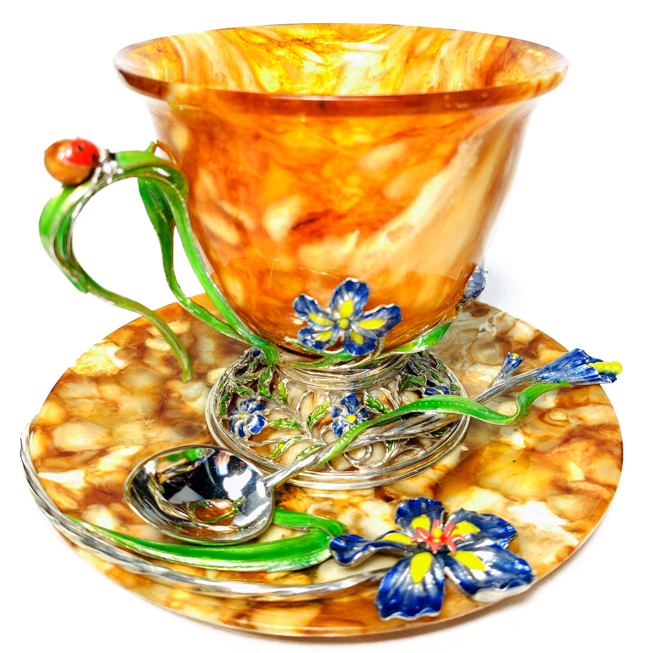 Чайный набор из янтаря "Ирис" - артикул: AP4402 | Мосподарок 