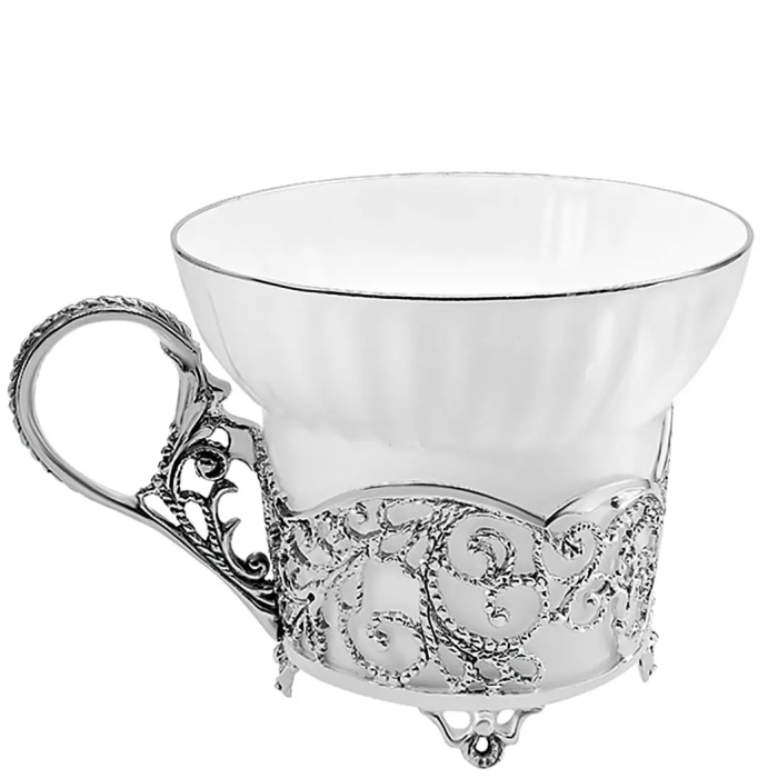 Чайная чашка из серебра "Зимние узоры" с ложкой - артикул: AK01267 - стоимость: 33 500 руб. Чайная чашка из серебра "Зимние узоры" с ложкой - артикул: AK01267 | Мосподарок
