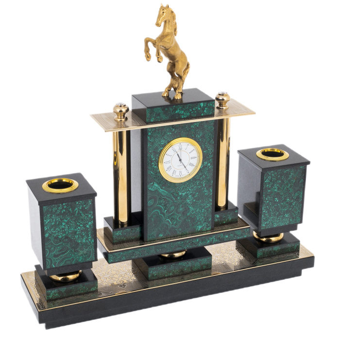 Письменный настольный набор из малахита "Конь" Златоуст - артикул: 301400 | Мосподарок 