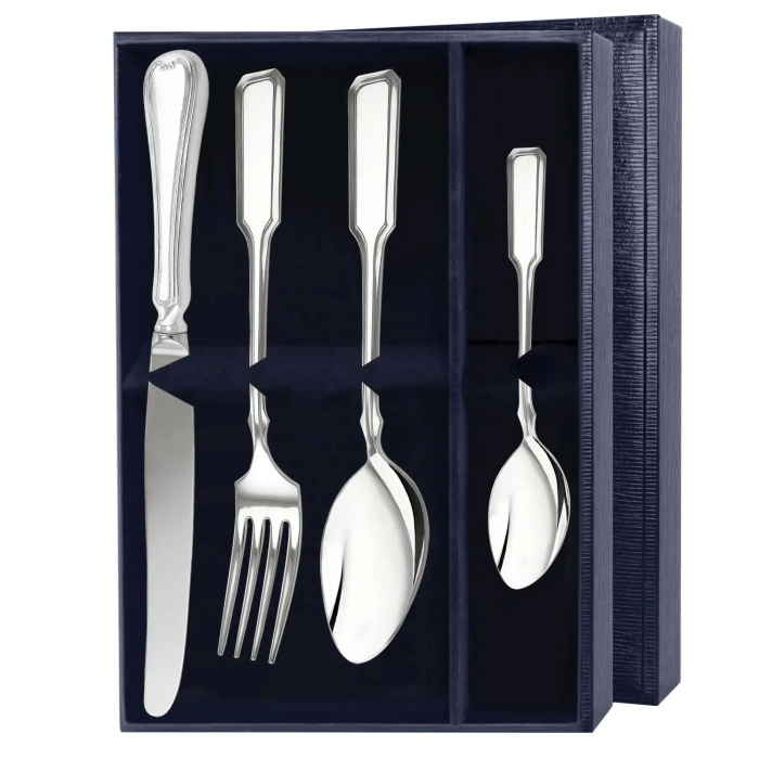 Набор  столовых приборов из серебра "№15. Эгоист": 4 предмета, на 1 персону - артикул: AK01871 | Мосподарок 