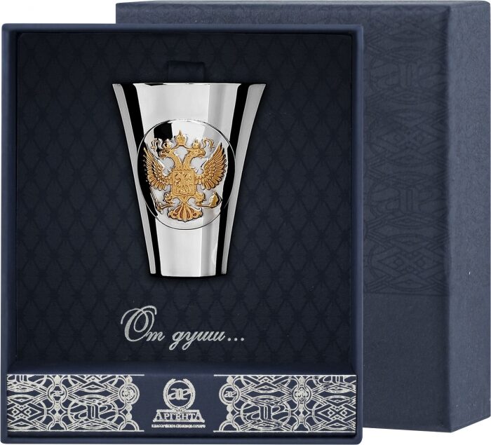 Рюмка для водки из серебра "Герб" с позолотой, на 1 персону - артикул: AK01303 - стоимость: 14 700 руб. Рюмка для водки из серебра "Герб" с позолотой, на 1 персону - артикул: AK01303 | Мосподарок