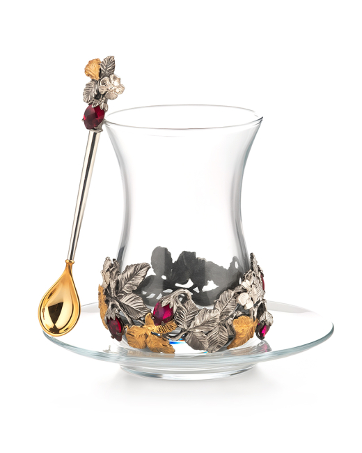 Армуд "Земляника" с блюдцем и ложкой