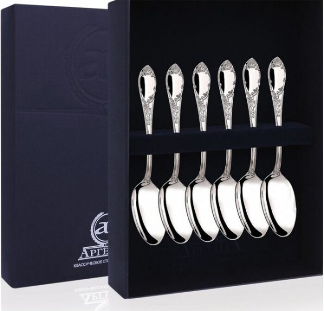 Набор из 6 серебряных кофейных ложек "Престиж"