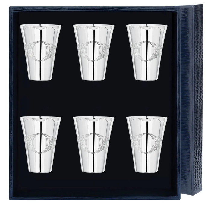 Серебряный набор стопок "Подарочная №2" 6 предметов в футляре, на 6 персон - артикул: AK01798 | Мосподарок 