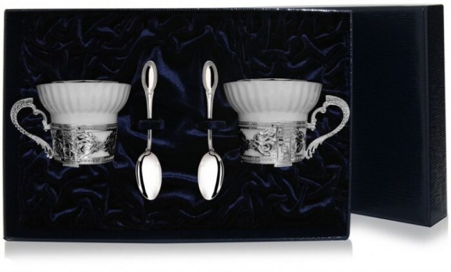 Серебряный чайный набор "Константин Великий": ложка, чашка