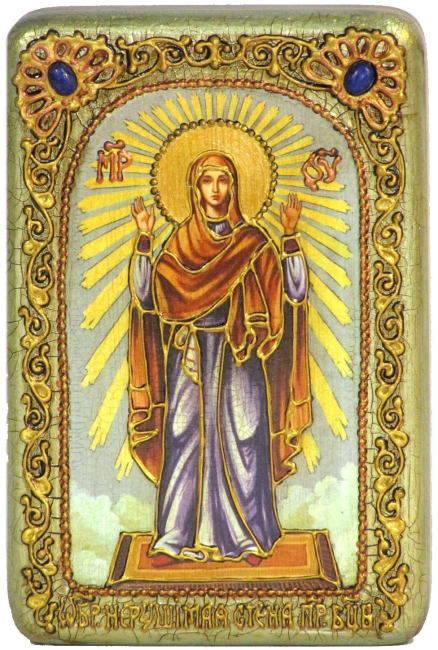 Настольная икона Божией Матери «Нерушимая Стена» на мореном дубе