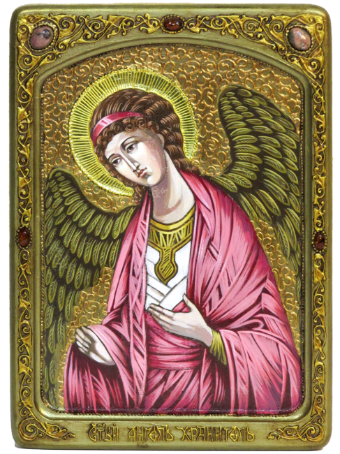 Живописная икона "Ангел Хранитель" на кипарисе ручной работы