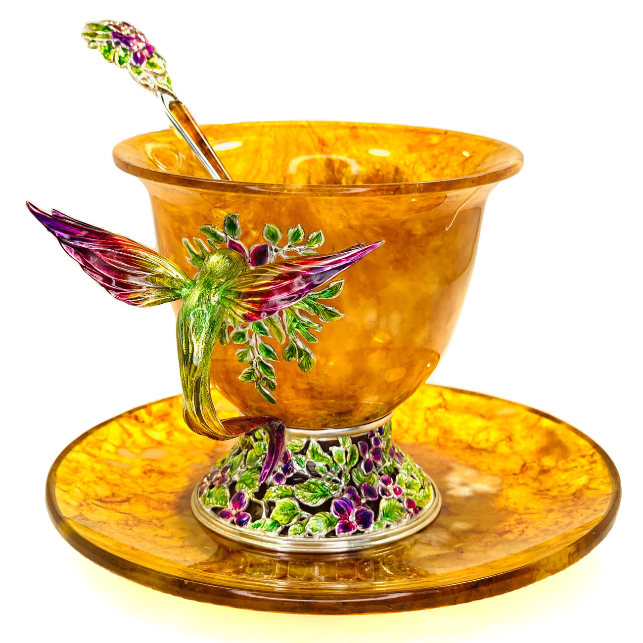 Чайный набор из янтаря "Колибри" - артикул: AP4201 | Мосподарок 
