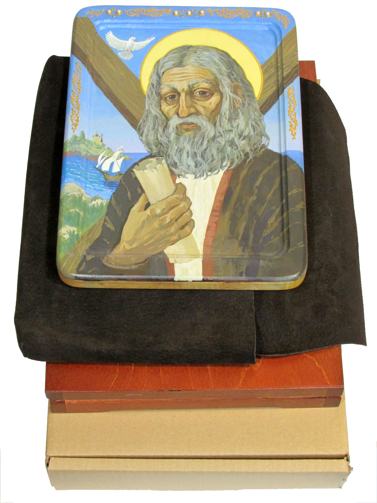 Живописная икона "Святой апостол Андрей Первозванный" на кипарисе - купить в Москве | Мосподарок 
