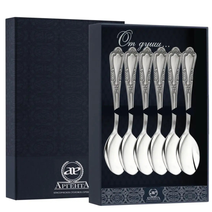 Набор кофейных ложек из серебра "№22" на 6 персон - артикул: AK01369 | Мосподарок 