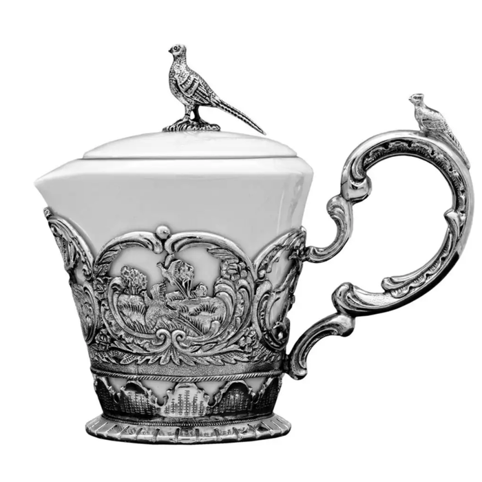 Набор из серебра "Королевская охота": сахарница, сливочник, чайник - артикул: AK01127 - стоимость: 478 400 руб. Набор из серебра "Королевская охота": сахарница, сливочник, чайник - артикул: AK01127 | Мосподарок