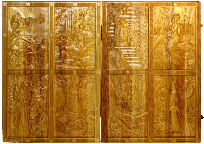 Резные нарды из массива мореного ясеня "Былинные"