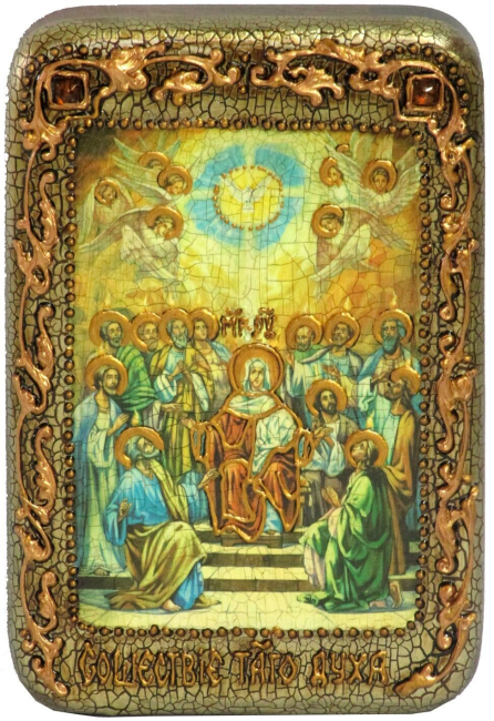 Настольная икона "Сошествие Святого Духа" на мореном дубе