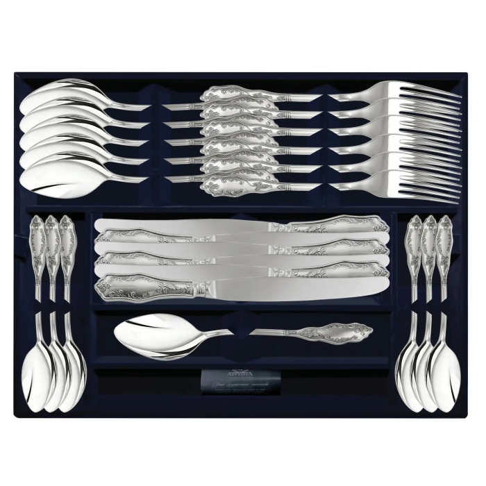 Набор столовых приборов из серебра "№12 "24 предмета, на 6 персон - артикул: AK01867 | Мосподарок 