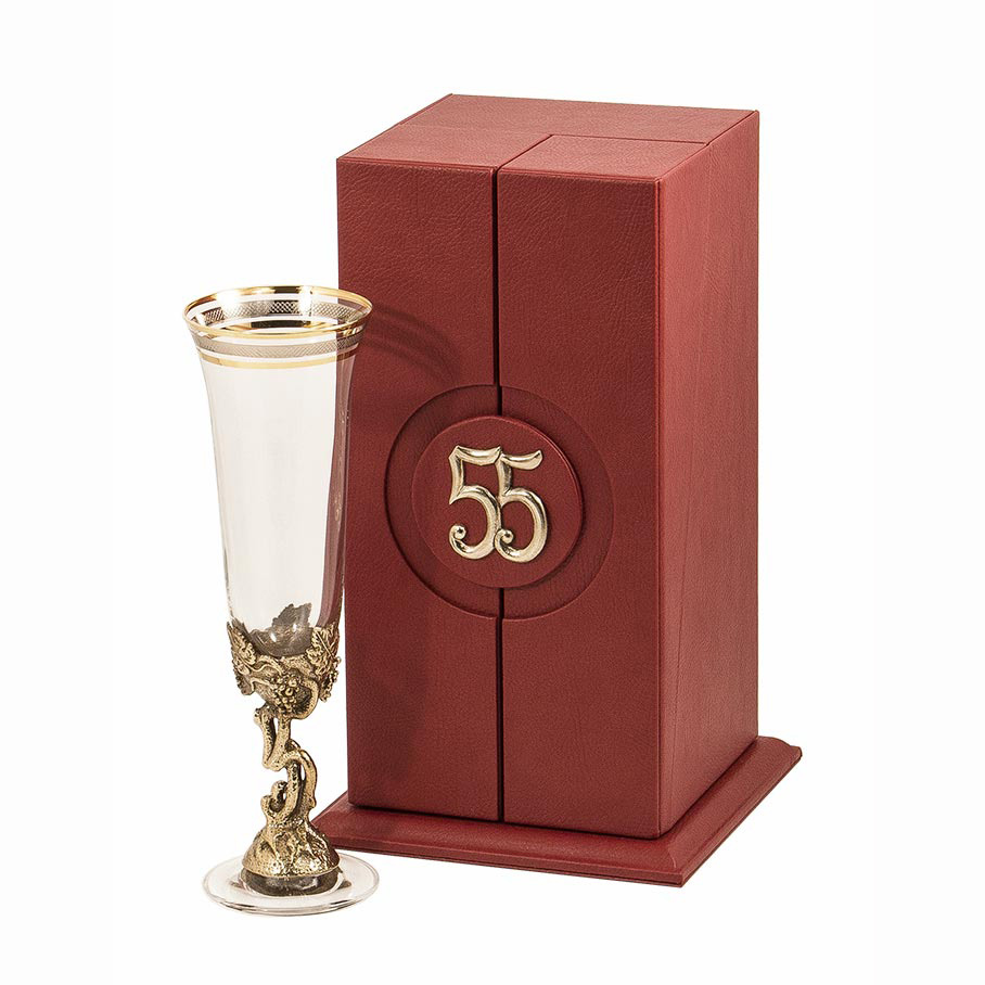 Бокал «С юбилеем! 55 лет" для шампанского Богемия - артикул: БШБ-55лет | Мосподарок 