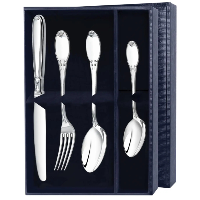 Набор десертный из серебра "Гладкий" 4 предмета, на 1 персону - артикул: AK01352 | Мосподарок 