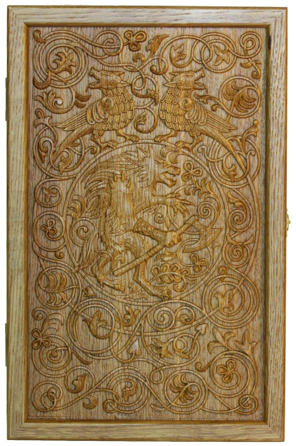 Резные дорожные нарды-шашки из массива чёрного дуба "Волкодлак" - артикул: 120-153 | Мосподарок 