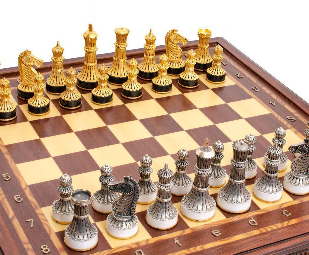 Серебряные шахматы «Филигрань» - артикул: ZA12059 | Мосподарок 