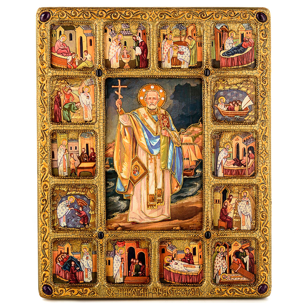 Большая икона на дубе "Святитель Николай Мирликийский, чудотворец" - артикул: 804500 | Мосподарок 