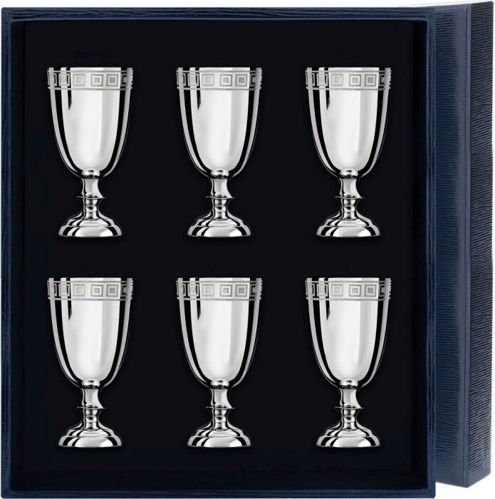 Набор рюмок для водки из серебра №1 с рисунком "Квадрат" на 6 персон - артикул: AK01534 | Мосподарок 