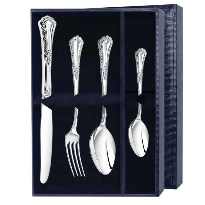 Набор из 4 десертный серебряных приборов "Фаворит" - артикул: AK01349 - стоимость: 58 800 руб. Набор из 4 десертный серебряных приборов "Фаворит" - артикул: AK01349 | Мосподарок