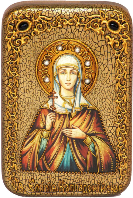 Настольная икона "Святая Емилия Кесарийская (Каппадокийская)" на мореном дубе
