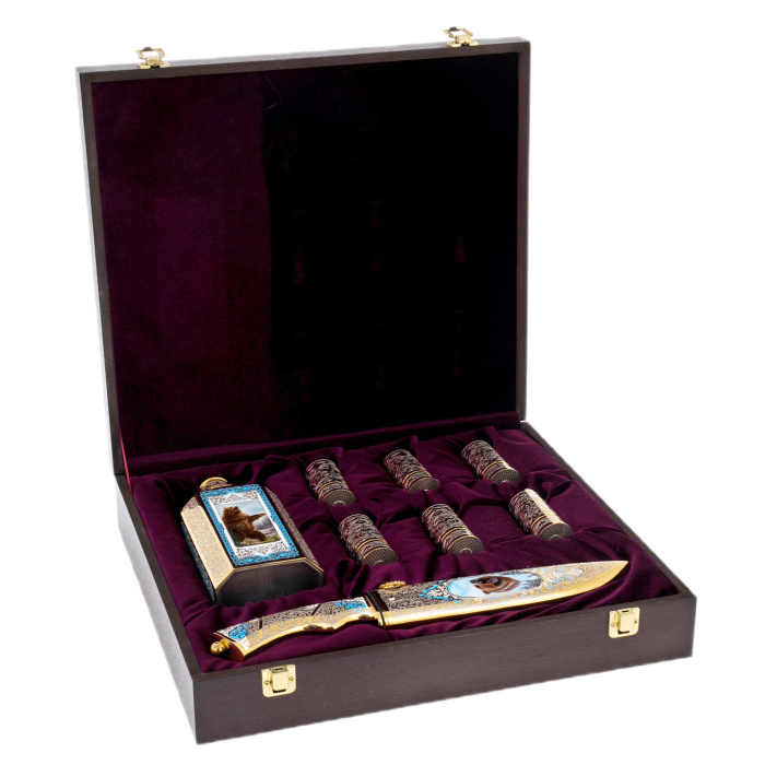 Набор для водки "Охотник" на 6 персон, Златоуст - артикул: 301604 | Мосподарок 