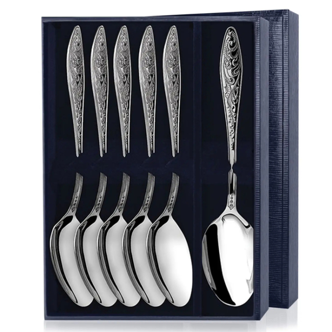 Набор серебряный столовых ложек "Морозко" 6 предметов, на 6 персон Набор серебряный столовых ложек "Морозко" 6 предметов, на 6 персон