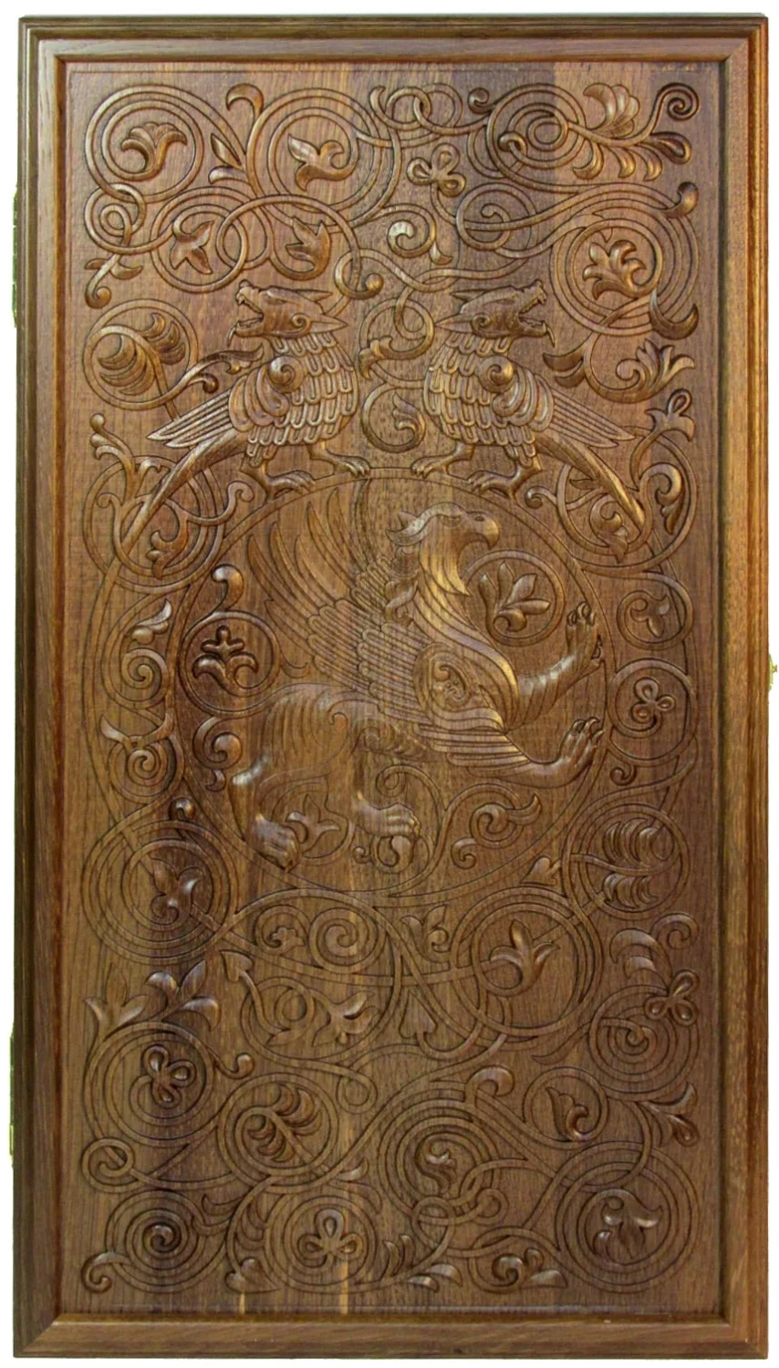 Резные нарды из массива мореного дуба "Грифон" - артикул: 120-185 | Мосподарок 