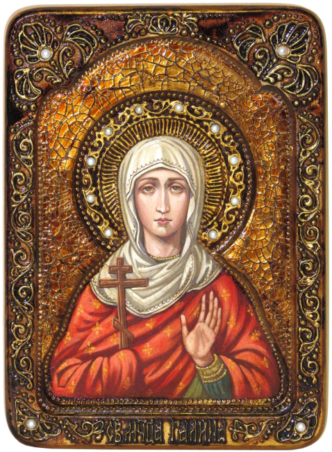 Живописная икона "Святая мученица Галина Коринфская" на кипарисе