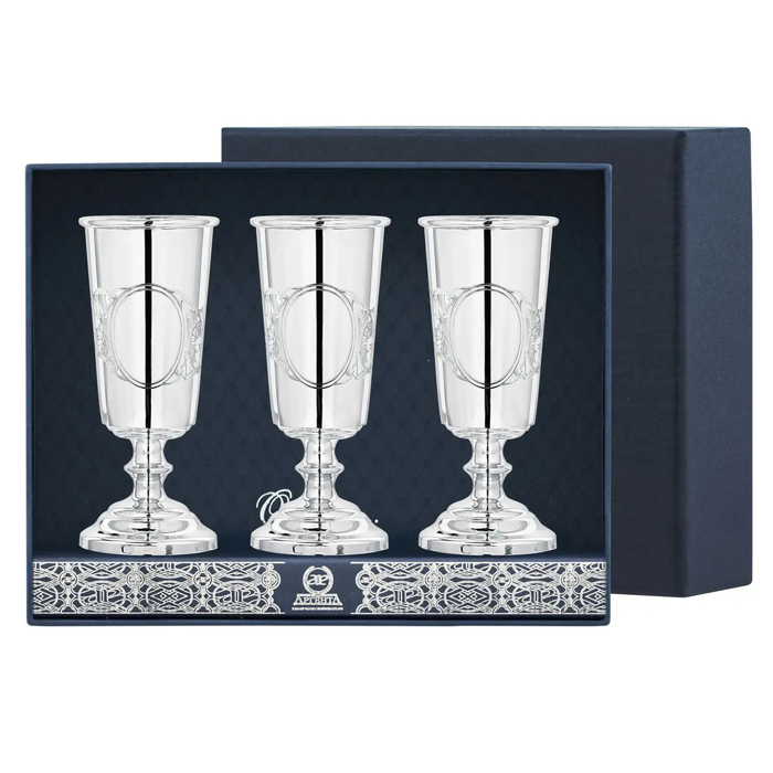 Серебряный набор рюмок "Подарочная" 3 предмета в футляре - артикул: AK01795 | Мосподарок 
