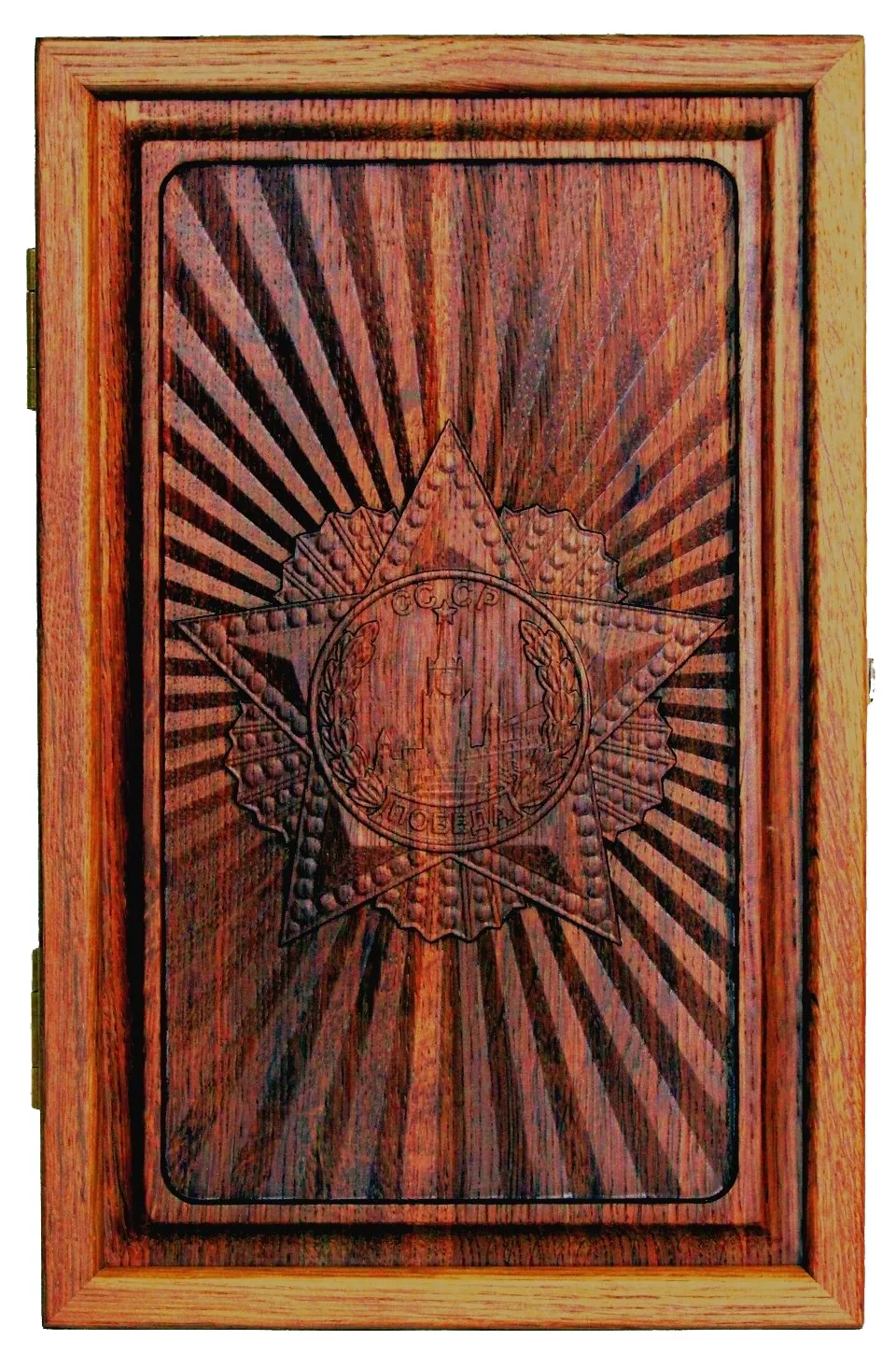 Резные дорожные нарды из массива мореного дуба "Орден Победы" - артикул: 120-136 | Мосподарок 