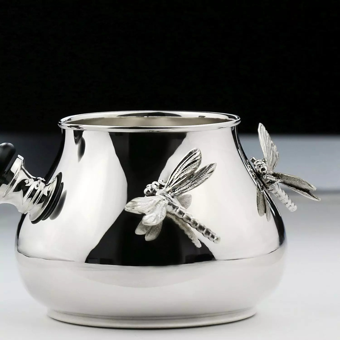 Серебряный набор для кофе "Стрекоза": ложка, турка, сливочник, сахарница - артикул: AK01744 | Мосподарок 