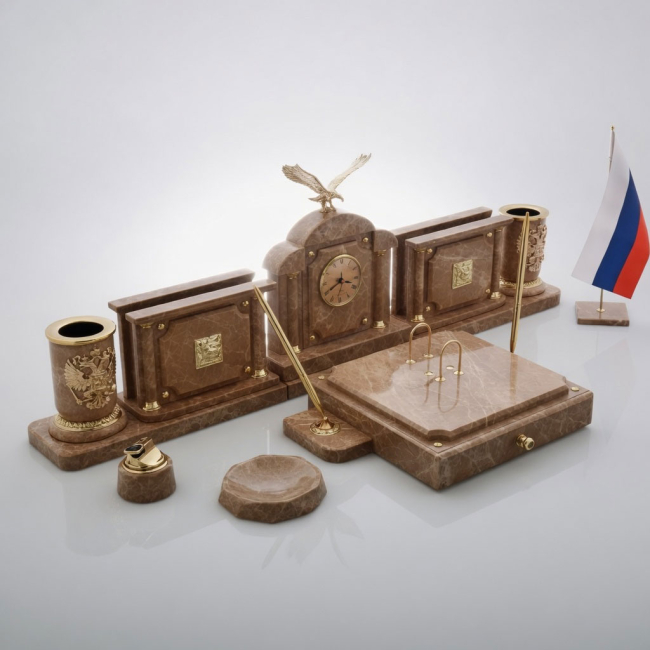 Письменный набор из итальянского мрамора "Орел"