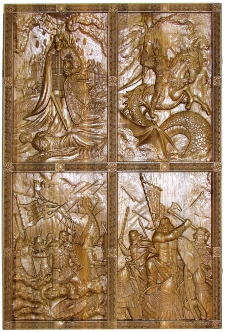 Резные нарды из массива мореного дуба "Богатырские"