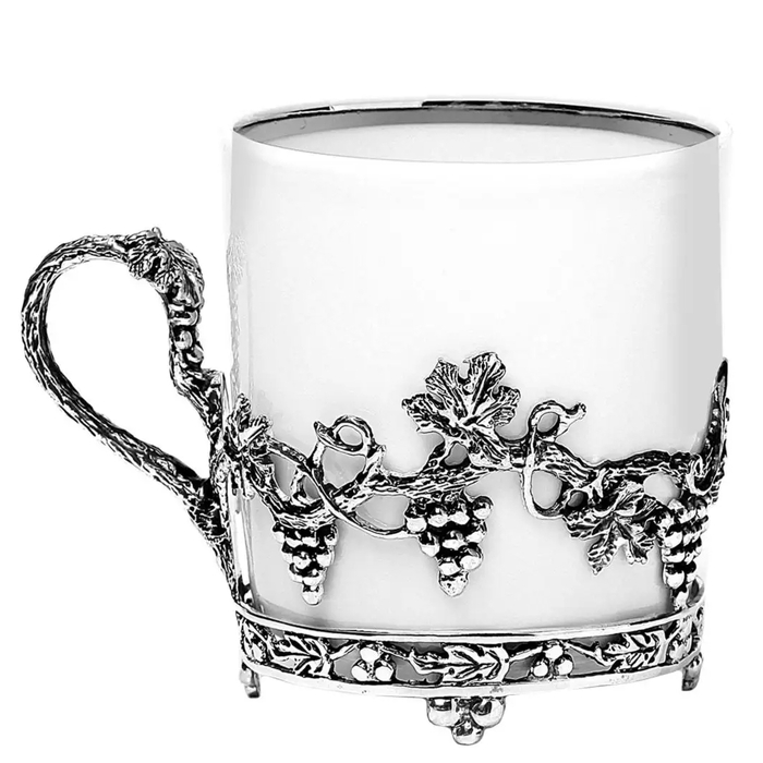 Чашка кофейная  "Виноград" серебряная с чернением, на 1 персону - артикул: AK01747 | Мосподарок 