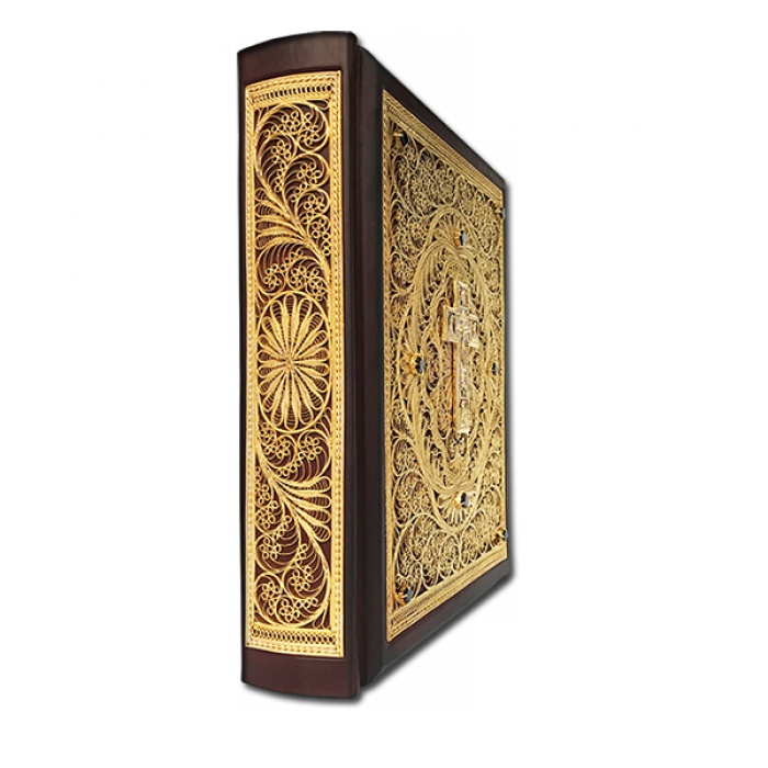 Библия большая на церковно-славянском языке с литьем и филигранью (золото) и гранатами - артикул: 800113 | Мосподарок 