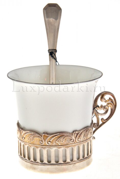 Кофейная чашка из серебра "Богема" с ложкой - артикул: AK01153 - стоимость: 18 800 руб. Кофейная чашка из серебра "Богема" с ложкой - артикул: AK01153 | Мосподарок