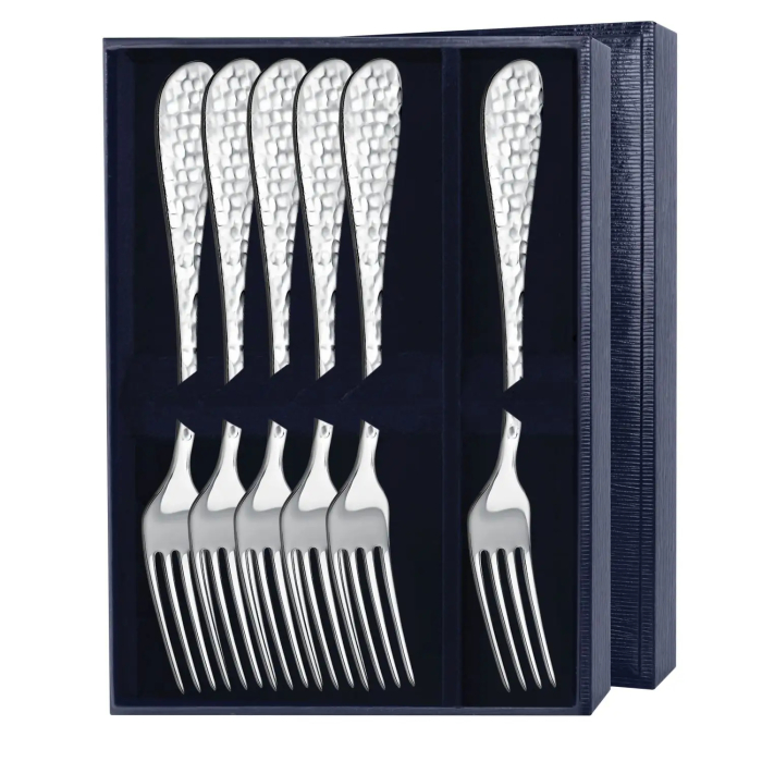 Набор серебряных столовых вилок "Капелька" на 6 персон, ковка - артикул: AK01832 | Мосподарок 
